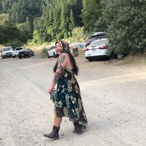 Floral Hooded Cape Dress